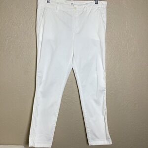 Gap Girlfriend Chino White Straight Leg Flat Front‎ Stretch Pants Women's Size 8
